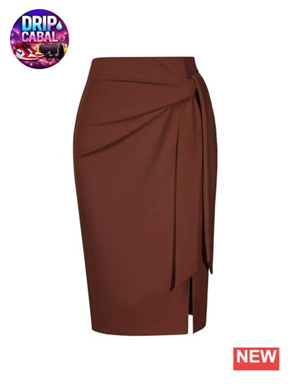 Women's Stretch Pencil Skirt with Bow Tie High Waist Knee Length